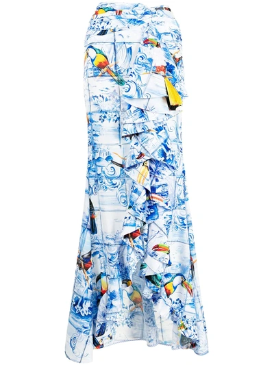 Stella Jean Tile-print Skirt In Blue