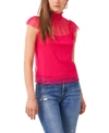 1.state Smocked Neck Flutter Sleeve Mesh Top In Rose Blossom