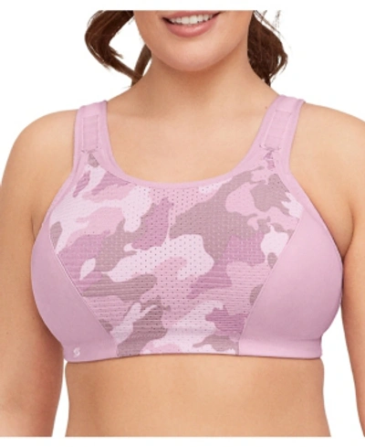 Glamorise Women's Full Figure Plus Size Adjustable Wirefree Sports Bra In Pink Camo Print