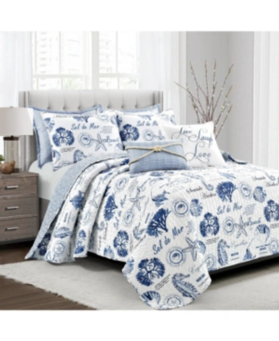 Lush Decor Harbor Life 7 Piece Quilt Set, Full/queen In Indigo