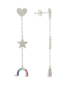 Sterling Forever Sterling Silver Fai Cz Charm Dangle Earrings In Metallic