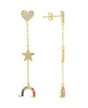 Sterling Forever Sterling Silver Fai Cz Charm Dangle Earrings In Gold