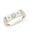 Sterling Forever Women's Sterling Silver Imitation Pearl And Cubic Zirconia Bar Ring In Silver-tone