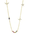 Sterling Forever Sterling Silver Cz Lucky Charm Station Necklace In Gold