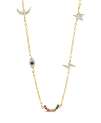 STERLING FOREVER WOMEN'S STERLING SILVER LUCKY CHARM STATION NECKLACE