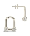 Sterling Forever Sterling Silver Ramzee Cz Stirrup Chain Stud Earrings In Silver-tone