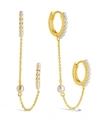 Sterling Forever Zorina Double Micro Hoops In Gold-tone