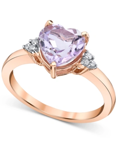 Macy's Pink Amethyst (1-5/8 Ct. T.w.) & Diamond (1/20 Ct. T.w.) Heart Ring In 14k Rose Gold