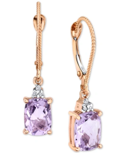 Macy's Pink Amethyst (2-1/2 Ct. T.w.) & Diamond Accent Drop Earrings In 14k Rose Gold