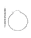 Essentials Clear Crystal Frontal Stationed Hoop, Gold Plate And Silver Plate In Silver-tone