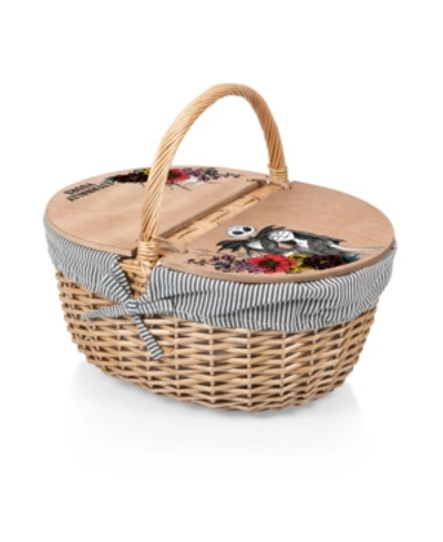 Picnic Time Nightmare Before Christmas Jack And Sally - Country Picnic Basket In Navy Blue White Stripe