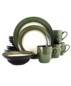 Elama Grand Jade Luxurious Dinnerware With Complete Set Of 16 Pieces In Open Green