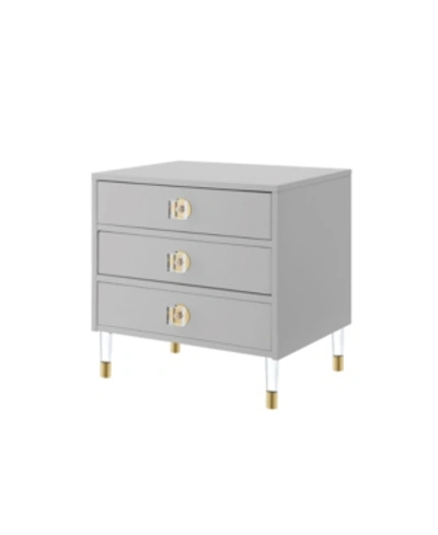 Nicole Miller Alienor 3-drawer High Gloss Nightstand With Acrylic Legs In Gray