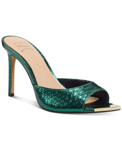 Inc International Concepts Amra Dress Slide Sandals, Created For Macy's In Emerald Snake Print