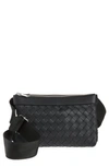 Bottega Veneta Hydrology Water Repellent Intrecciato Leather Double Crossbody Bag In Black