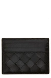 Bottega Veneta Intrecciato Bi-fold Cardholder Wallet In Black-gold