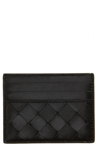 Bottega Veneta Intrecciato Leather Card Case In Black