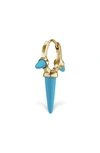 Maria Tash Triple Long Turquoise Spike Clicker Earring In Yellow Gold