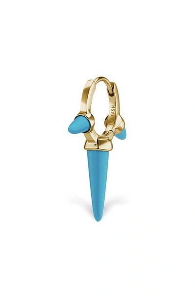 Maria Tash Triple Long Turquoise Spike Clicker Earring In Yellow Gold