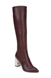 Franco Sarto Katherine Womens Faux Leather Wide Calf Knee-high Boots In Burgundy Faux Leather