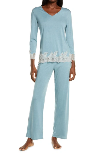 Natori Luxe Shangri-la Pajamas In Ht. Stone Blue