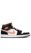 Jordan Air  1 Mid Se Sneakers In White  Apricot Agate & Black