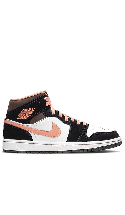 Jordan Air  1 Mid Se Sneakers In White  Apricot Agate & Black