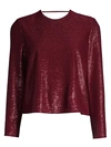 Michelle Mason Crystal-back Glimmer Top In Wine