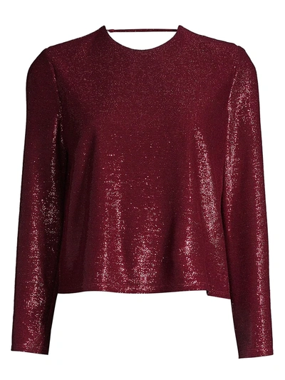 Michelle Mason Crystal-back Glimmer Top In Wine
