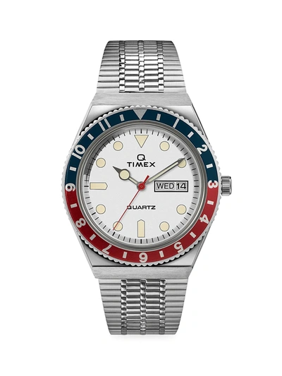 Timex Q 3-hand Stainless Steel Bracelet Watch In White