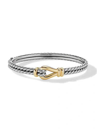 David Yurman 11mm Thoroughbred Loop Bracelet In Silver And 18k Gold