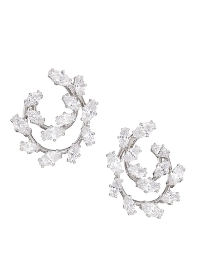 Adriana Orsini Women's Vow Sterling Silver & Cubic Zirconia Curved Stud Earrings In Rhodium