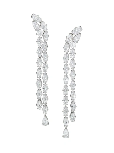 Adriana Orsini Daytime Rhodium-plated Curved Linear Drop Earrings