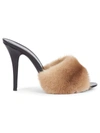 SAINT LAURENT ROY MINK FUR & LEATHER MULES,400014423836