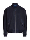 Polo Ralph Lauren Gunners Suede Bomber Jacket In Blue