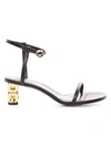 Givenchy Leather Sandals With G Cube Gold Heel In Black