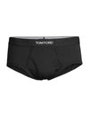 Tom Ford Logo Jacquard Waist Cotton Stretch Briefs Pack Of 2 In Black