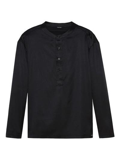 TOM FORD MEN'S SILK PAJAMA HENLEY,400014640089