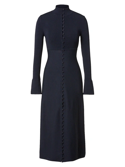 Scanlan Theodore Core Crepe Knit A-line Midi-dress In Navy