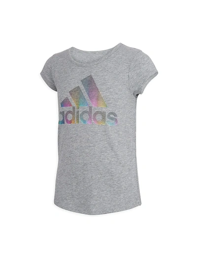 Adidas Originals Kids' Little Girl's & Girl's Multicolor Logo Graphic T-shirt In Grey Heather