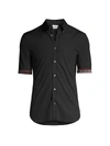 Alexander Mcqueen Mens Black Logo-tape Short-sleeve Stretch-cotton Shirt 15.75