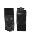 Carolina Amato Women's Leather & Cashmere-blend Fingerless Gloves In Black