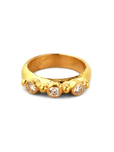 Elizabeth Locke Stone Round Diamond Stack Ring In Yellow Gold