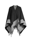 Rag & Bone Highland Reversible Wool-blend Poncho In Black