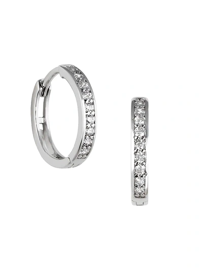 Darkai Women's 18k White Gold-plated & Cubic Zirconia Huggie Hoop Earrings In Bbdil Silver