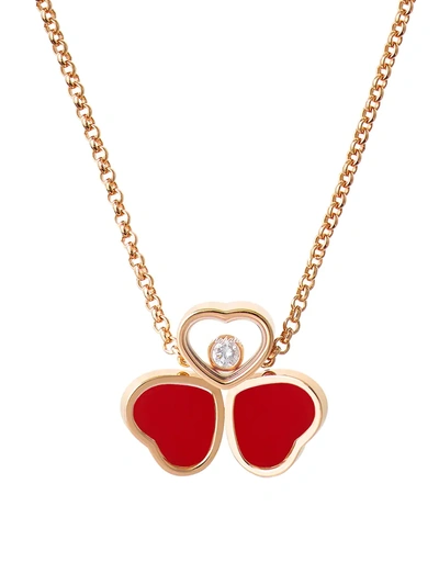 Chopard Women's Happy Hearts Wings 18k Rose Gold & Diamond Pendant Necklace In Red