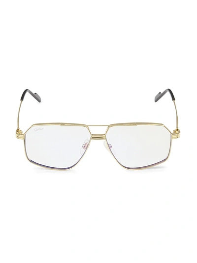 Cartier 58mm Rectangular Sunglasses In Gold