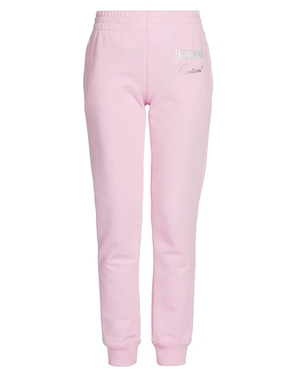 Moschino Crystal-embellished Logo Joggers In Fantasia Rosa