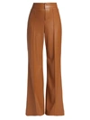 Alice And Olivia Dylan High Waist Wide Leg Faux Leather Pants In Camel