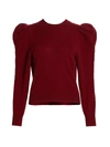Frame Puff Shoulder Cashmere Sweater In Oxblood